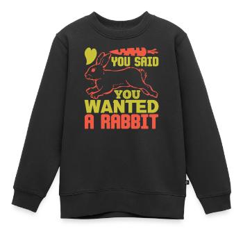 DU SAGTEST, DU WOLLTEST EIN KANINCHEN LUSTIG - Kinder Premium Organic Sweatshirt - Schwarz - Vorne - AI Model Kid Female (0cm)