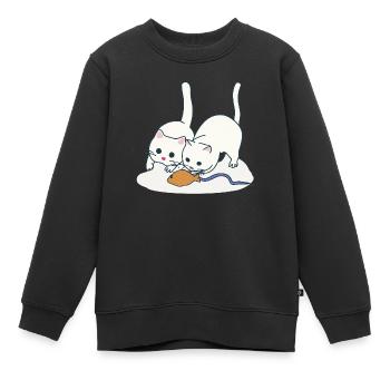 Zwei spielende Katzen - Kinder Premium Organic Sweatshirt - Schwarz - Vorne - AI Model Kid Female (0cm)