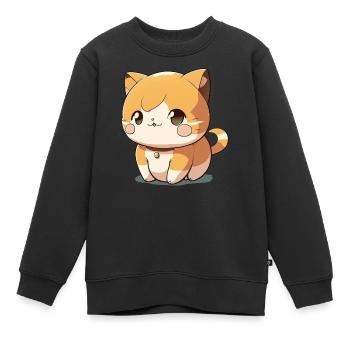 Bébé chat - Sweat Premium enfant bio - noir - Devant - AI Model Kid Female (0cm)