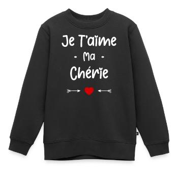 je t'aime ma Chérie - Sweat Premium enfant bio - noir - Devant - AI Model Kid Female (0cm)