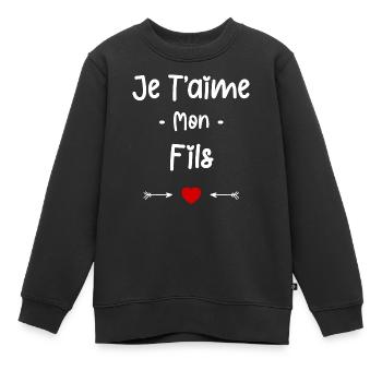 Je t'aime mon Fils - Sweat Premium enfant bio - noir - Devant - AI Model Kid Female (0cm)