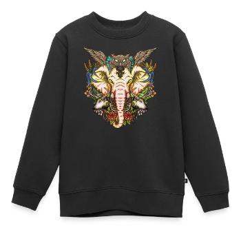 Der majestätische Elefant mit der Kreatur der Nacht - Kinder Premium Organic Sweatshirt - Schwarz - Vorne - AI Model Kid Female (0cm)