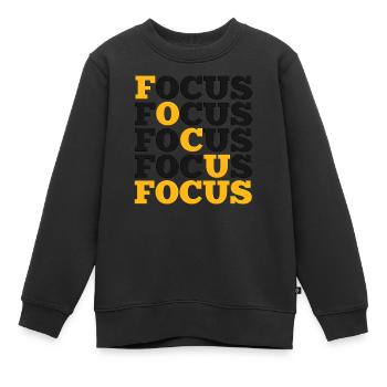 Focus - Kids Premium Organic Sweatshirt - black - Front - AI Model Kid Female (0cm)