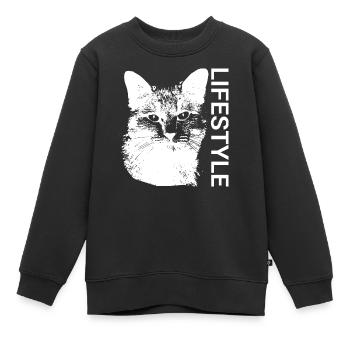 Purrfect Cat Lifestyle - Kinder Premium Organic Sweatshirt - Schwarz - Vorne - AI Model Kid Female (0cm)