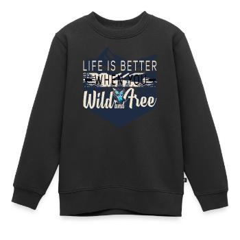 Sauvage, sauvage et libre - Sweat Premium enfant bio - noir - Devant - AI Model Kid Female (0cm)