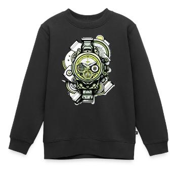 Montre à remontage automatique ou manuel pour les fans de vintage - Sweat Premium enfant bio - noir - Devant - AI Model Kid Female (0cm)