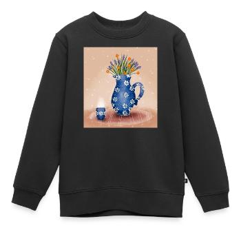 Flower Tea - Kids Premium Organic Sweatshirt - black - Front - AI Model Kid Female (0cm)