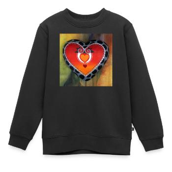 herz - Kinder Premium Organic Sweatshirt - Schwarz - Vorne - AI Model Kid Female (0cm)