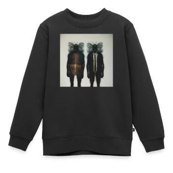 Fotografisches Portrait zwei grosser Insekten - Kinder Premium Organic Sweatshirt - Schwarz - Vorne - AI Model Kid Female (0cm)