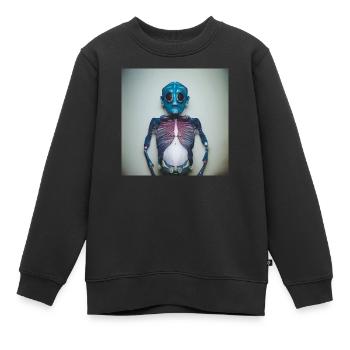 Fotografisches Portrait blaues Insekt - Kinder Premium Organic Sweatshirt - Schwarz - Vorne - AI Model Kid Female (0cm)