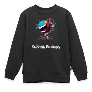 Rave on be happy - Sweat Premium enfant bio - noir - Devant - AI Model Kid Female (0cm)