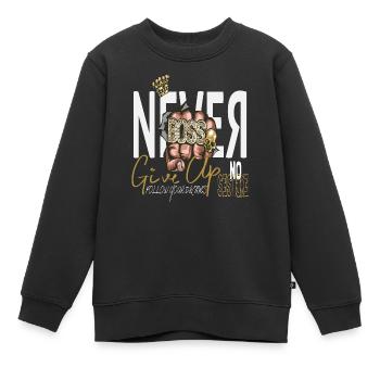Never Give Up - Kinder Premium Organic Sweatshirt - Schwarz - Vorne - AI Model Kid Female (0cm)
