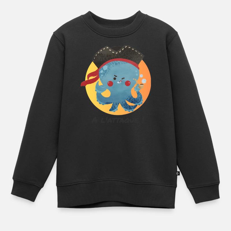 Pieuvre pirate, à l'attaque ! - Sweat Premium enfant bio - noir