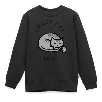 Crazy Cat Lady - Kinder Premium Organic Sweatshirt - Schwarz - Vorne - AI Model Kid Female (0cm)