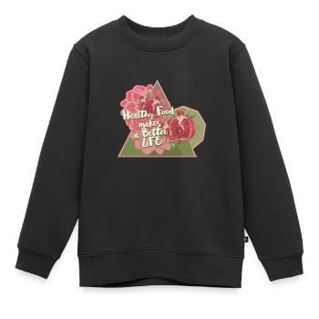 Esse gesund dann lebst Du gut - Kinder Premium Organic Sweatshirt - Schwarz - Vorne - AI Model Kid Female (0cm)