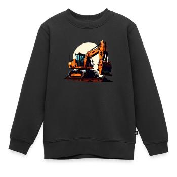 Pelles| Pelles à godets | Rétro - Sweat Premium enfant bio - noir - Devant - AI Model Kid Female (0cm)