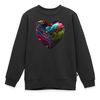 Cœur aux couleurs vives - Sweat Premium enfant bio - noir - Devant - AI Model Kid Female (0cm)
