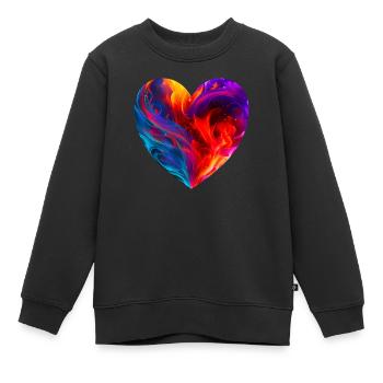 Colorful heart with fire - Kids Premium Organic Sweatshirt - black - Front - AI Model Kid Female (0cm)