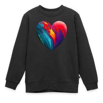 Cœur aux couleurs vives - Sweat Premium enfant bio - noir - Devant - AI Model Kid Female (0cm)