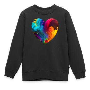 Cœur aux couleurs vives - Sweat Premium enfant bio - noir - Devant - AI Model Kid Female (0cm)