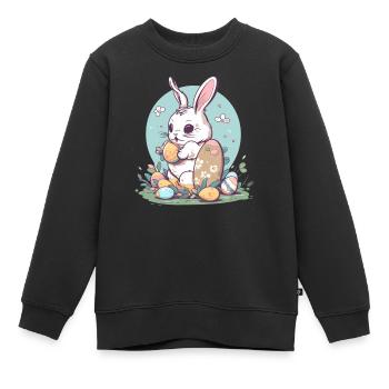 Lapin de Pâques - Sweat Premium enfant bio - noir - Devant - AI Model Kid Female (0cm)