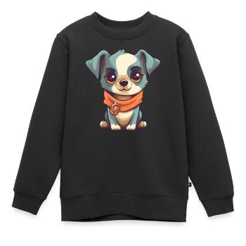 Chien mignon - Sweat Premium enfant bio - noir - Devant - AI Model Kid Female (0cm)
