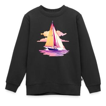 Sailing Sailing Sailing Sailing Sailboat - Kids Premium Organic Sweatshirt - black - Front - AI Model Kid Female (0cm)