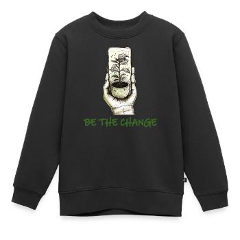 Be the change - Kids Premium Organic Sweatshirt - black - Front - AI Model Kid Female (0cm)