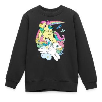 My Little Pony Retro Ponys Mit Bunter Mähne - Kinder Premium Organic Sweatshirt - Schwarz - Vorne - AI Model Kid Female (0cm)