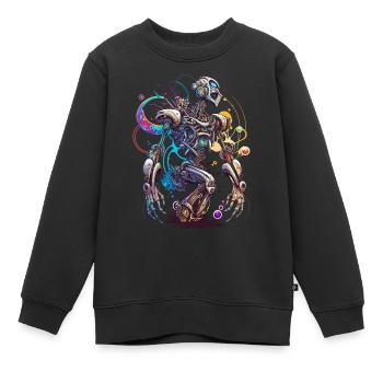 Fantasy-Roboter im Funk-Art-Stil - Kinder Premium Organic Sweatshirt - Schwarz - Vorne - AI Model Kid Female (0cm)