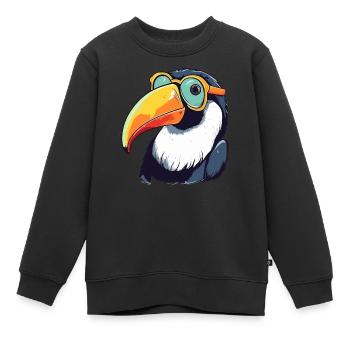 Kik der Tukan - Kinder Premium Organic Sweatshirt - Schwarz - Vorne - AI Model Kid Female (0cm)