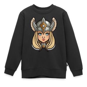 Lagatha, la Valkyrie: Cartoon Valkyrie Lagatha - Sweat Premium enfant bio - noir - Devant - AI Model Kid Female (0cm)