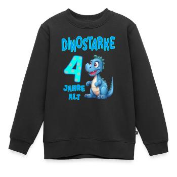 4 Jahre alt Kindergeburtstag 4. Geburtstag Dino - Kinder Premium Organic Sweatshirt - Schwarz - Vorne - AI Model Kid Female (0cm)