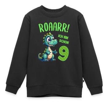 Ich bin schon 9 Jahre alt - Kindergeburtstag Dino - Kinder Premium Organic Sweatshirt - Schwarz - Vorne - AI Model Kid Female (0cm)