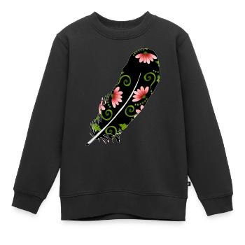 Feder - Kinder Premium Organic Sweatshirt - Schwarz - Vorne - AI Model Kid Female (0cm)