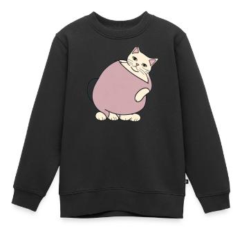 Fette Katze - Kinder Premium Organic Sweatshirt - Schwarz - Vorne - AI Model Kid Female (0cm)