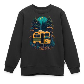 Camping, Van, Campingwagen, Reisen - Kinder Premium Organic Sweatshirt - Schwarz - Vorne - AI Model Kid Female (0cm)