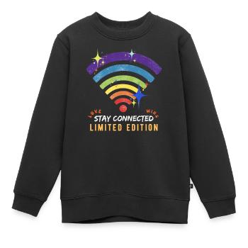 Love wins | WI-FI - Sweat Premium enfant bio - noir - Devant - AI Model Kid Female (0cm)