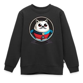 Runder Hund mit Schnurrbart - Kinder Premium Organic Sweatshirt - Schwarz - Vorne - AI Model Kid Female (0cm)
