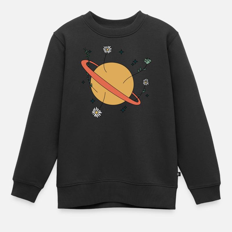 Saturn blüht - Kinder Premium Organic Sweatshirt - Schwarz