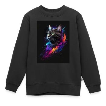 Galaxie de chat - Sweat Premium enfant bio - noir - Devant - AI Model Kid Female (0cm)