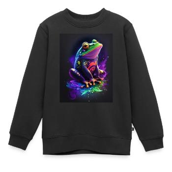 Galaxie de grenouille - Sweat Premium enfant bio - noir - Devant - AI Model Kid Female (0cm)