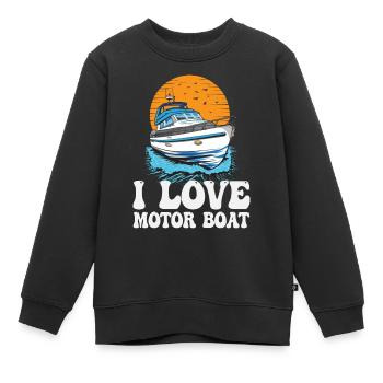J’aime la parade de bateaux à moteur Citation de bateau à moteur - Sweat Premium enfant bio - noir - Devant - AI Model Kid Female (0cm)