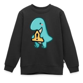 hugadino Dino Warnung, süßer Dinosaurier - Kinder Premium Organic Sweatshirt - Schwarz - Vorne - AI Model Kid Female (0cm)