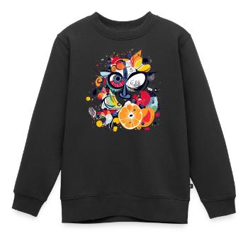Fruchtiges Gesicht - Kinder Premium Organic Sweatshirt - Schwarz - Vorne - AI Model Kid Female (0cm)