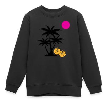 palme sunset - Kinder Premium Organic Sweatshirt - Schwarz - Vorne - AI Model Kid Female (0cm)