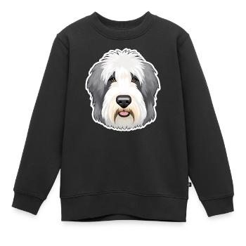 Old English Sheepdog Illustration | Bearded Collie - Kinder Premium Organic Sweatshirt - Schwarz - Vorne - AI Model Kid Female (0cm)