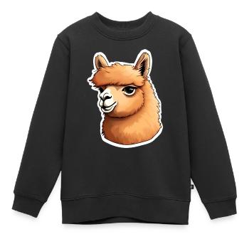 Drôle d’illustration de lama d’alpaga mignon - Alpaga - Sweat Premium enfant bio - noir - Devant - AI Model Kid Female (0cm)