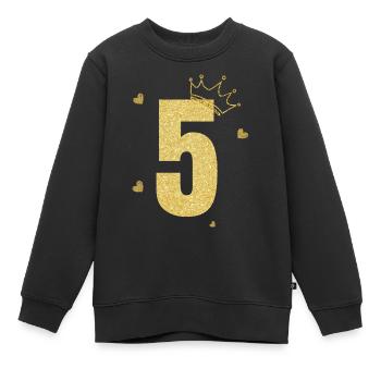 Goldene Krone zum 5-jährigen Jubiläum - Kinder Premium Organic Sweatshirt - Schwarz - Vorne - AI Model Kid Female (0cm)