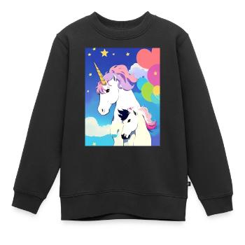 Maman + Licorne enfant - Sweat Premium enfant bio - noir - Devant - AI Model Kid Female (0cm)